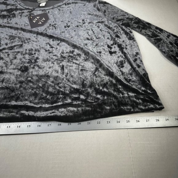 Ava And Viv Women's Size 2X Top Casual Velvet Cropped Black New With Tags - Picture 10 of 13